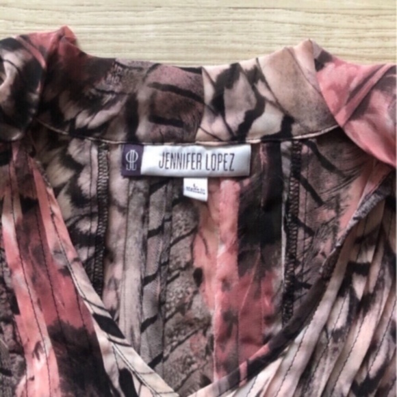 Jennifer Lopez Feather Print Blouse in Pink and Black - Picture 8 of 8